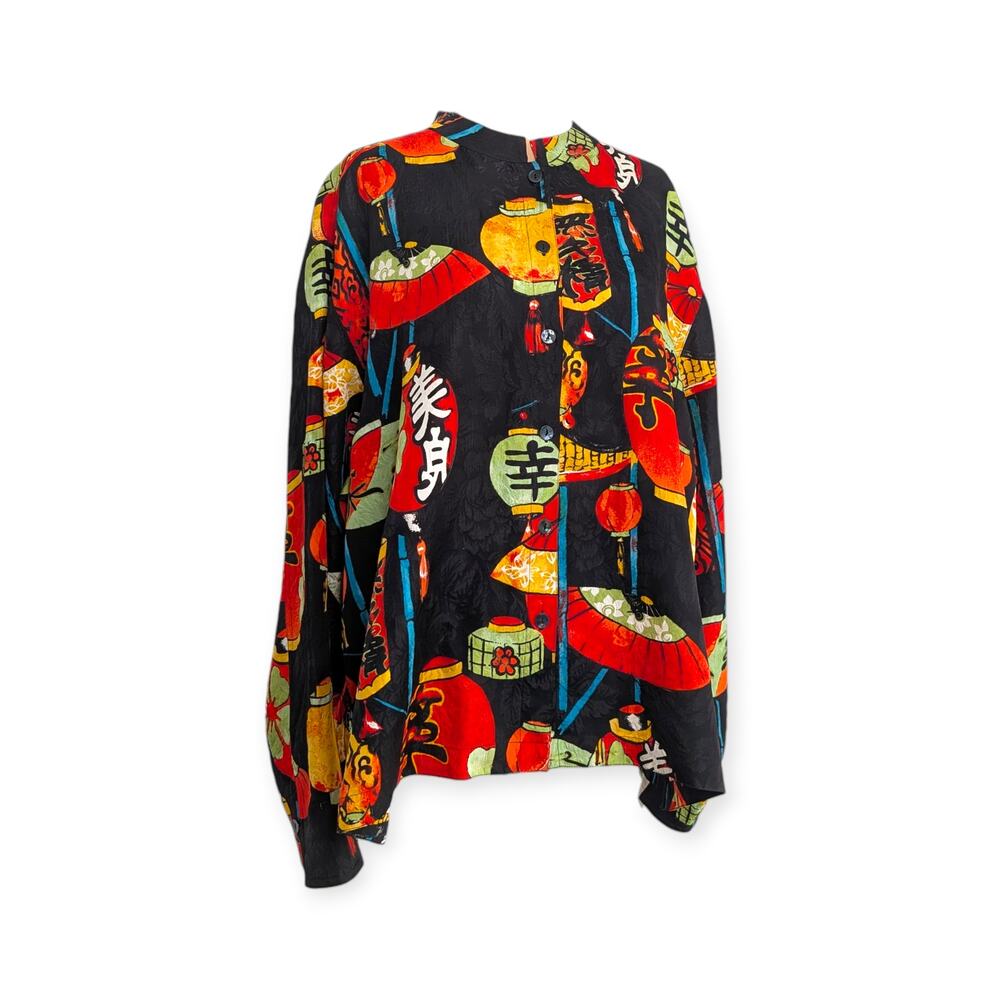 Chico's 100% silk Lantern Festival blouse